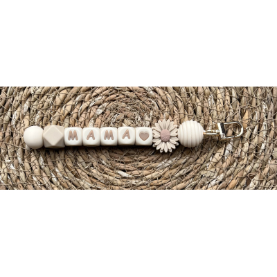 Sleutelhanger Mama beige-mokka-bloem