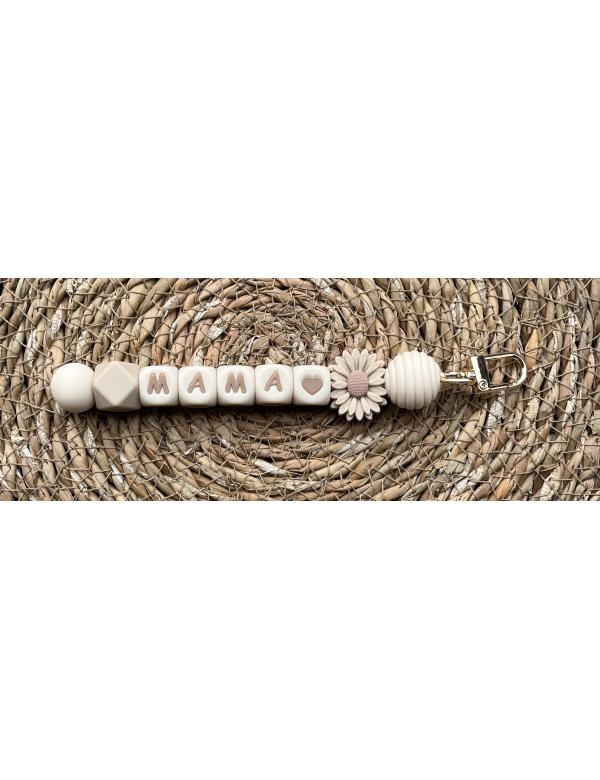 Sleutelhanger Mama beige-mokka-bloem