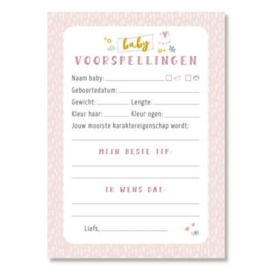 Mijn babyshower invulkaarten (30stuks) roze