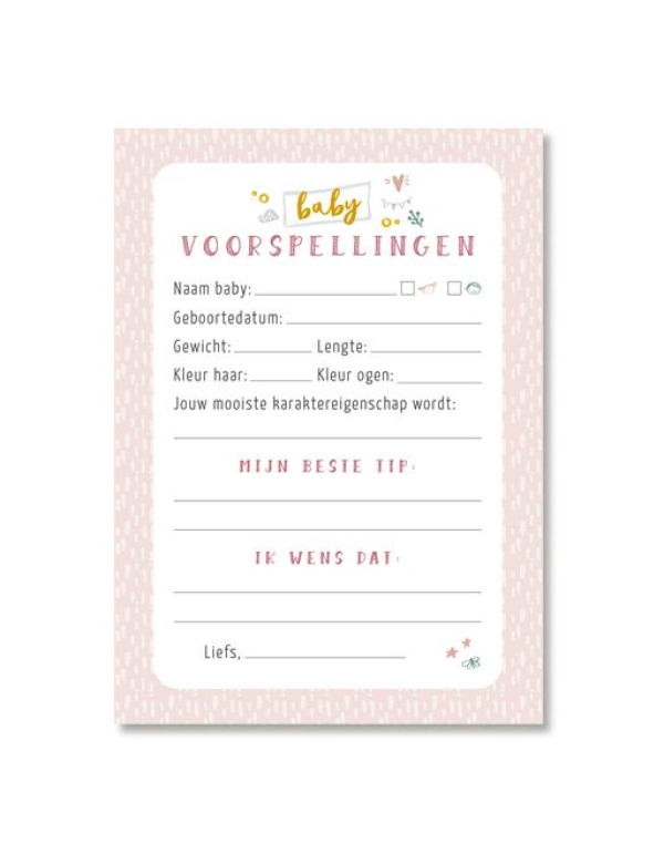Mijn babyshower invulkaarten (30stuks) roze Mijn babyshower invulkaarten (30stuks) roze