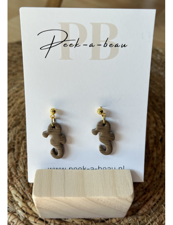 Kinderoorbelletjes Seahorse bruin Kinderoorbelletjes Seahorse bruin