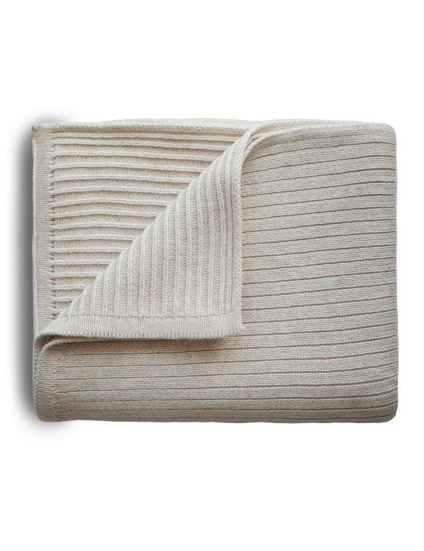 Deken Ribbed Beige Melange