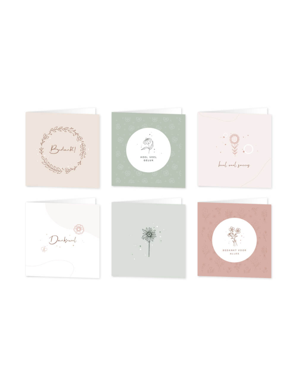 Wenskaarten bedankt / succes - set van 6 - incl enveloppen - Eclipse Wenskaarten bedankt / succes - set van 6 - incl enveloppen - Eclipse