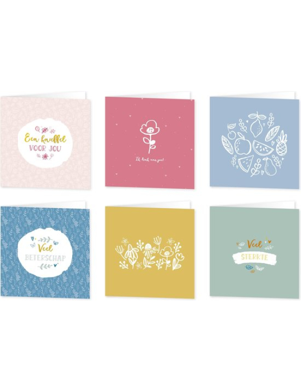 Wenskaarten beterschap / sterkte - set van 6 - incl enveloppen - Eclipse Wenskaarten beterschap / sterkte - set van 6 - incl enveloppen - Eclipse