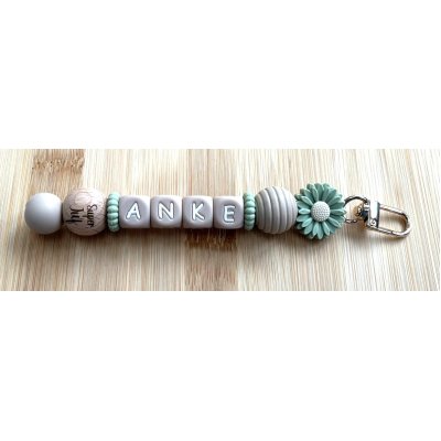 Sleutelhanger juf bloem groen