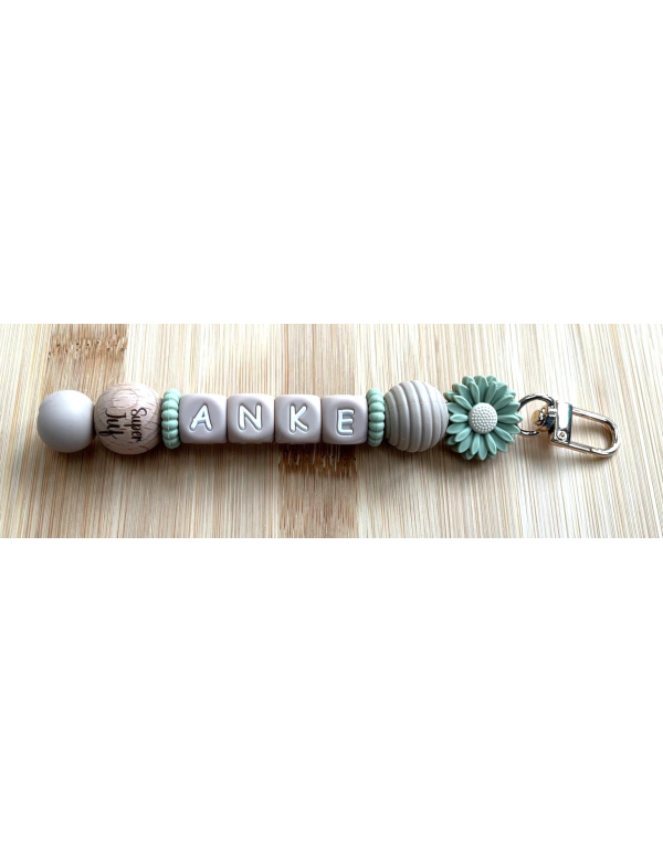 Sleutelhanger juf bloem groen Sleutelhanger juf bloem groen